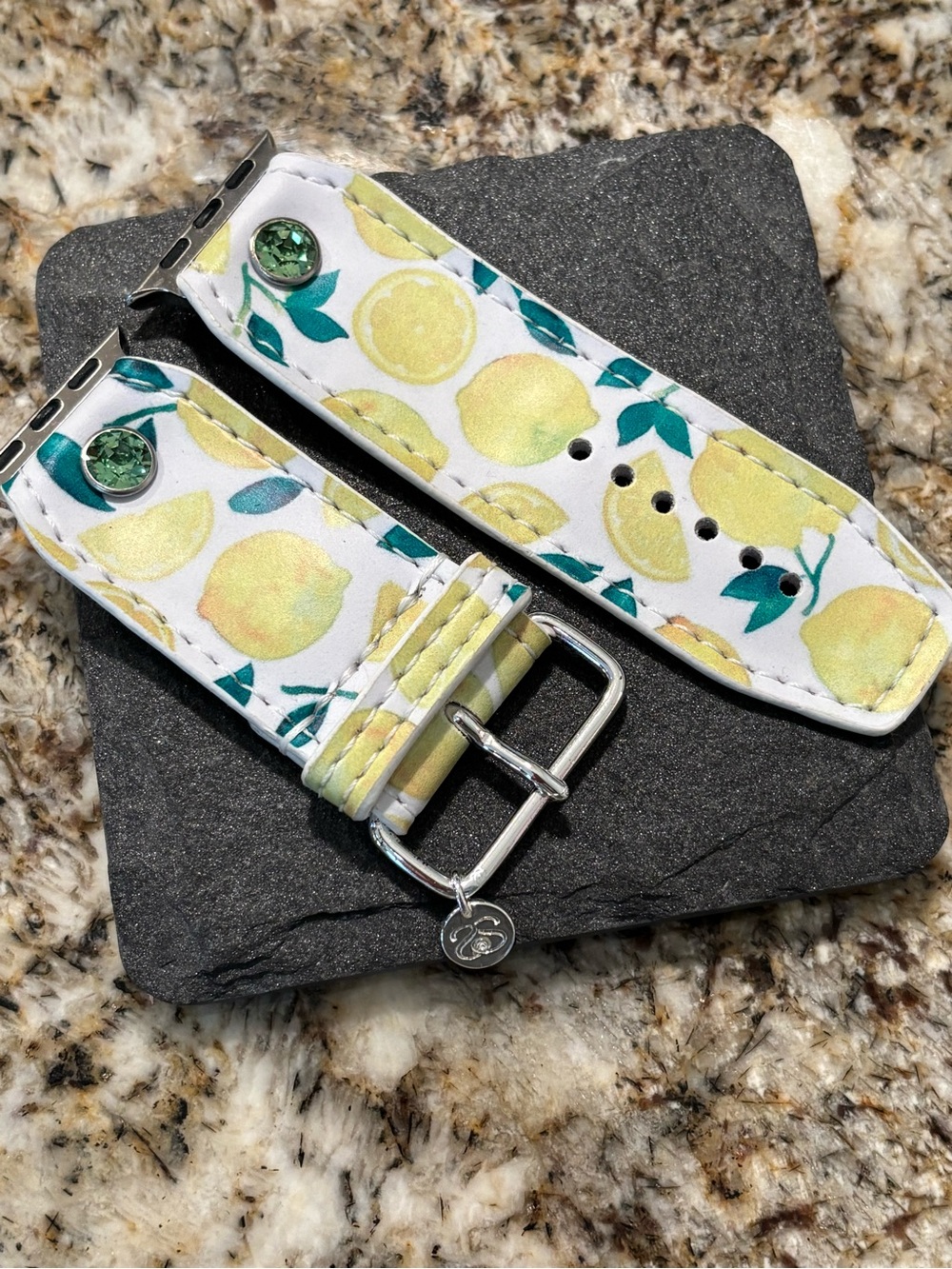Lemon Print Apple Watch Band with Charm